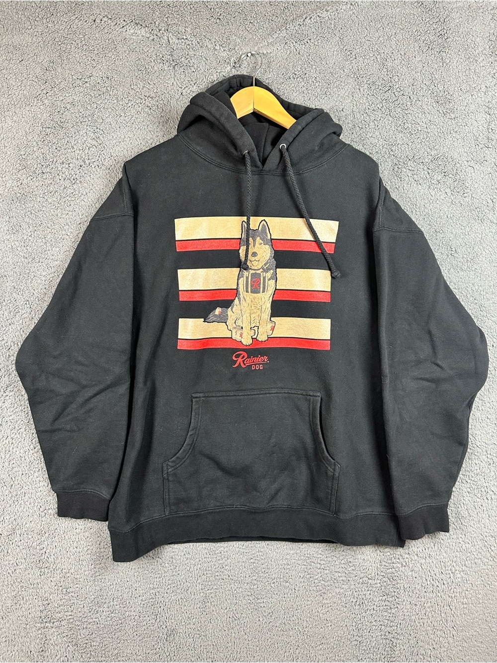 Casual Pride of the PNW Rainier Dog Graphic Hoodie Mens XXL Beer PNW Pullover